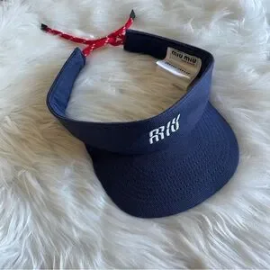 Miu Miu | Accessories | Miu Miu Dark Blue Visor With Red  display picture 2